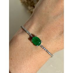 Pulseira Verde Esmeralda Riviera Pedra Oval - LACARMEN