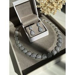 Conjunto 4 Peças Luxo Brinco Colar Pulseira E Anel - LACARMEN