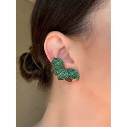 Brinco EarCuff Pétalas Verde Esmeralda - LACARMEN