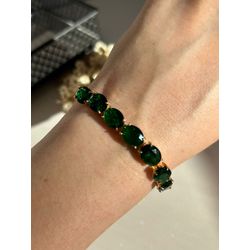Pulseira Rivieira Pedras Ovais Verde Esmeralda Em ... - LACARMEN