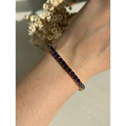 Pulseira Riviera Safira Azul Banho Ouro - LACARMEN