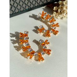 Brinco Argola Frontal Tangerina e Zircônia - LACARMEN