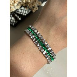 Pulseira Três Fileiras Verde Esmeralda - LACARMEN