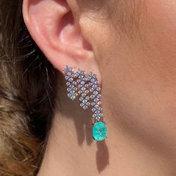 Brinco EarCuff Maleável Turmalina Banho Ródio Bran... - LACARMEN