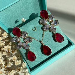 Conjunto Brinco e Colar Rubi - LACARMEN