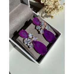 Brinco Ana Ultravioleta Banho Em Ouro - LACARMEN