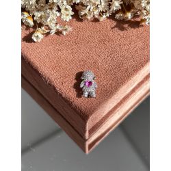 Pingente Charm Menina Safira Rosa Para Pulseira - LACARMEN