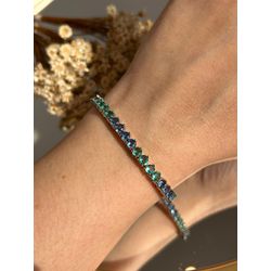 Pulseira Riviera 3 Garras 4mm Mesclada Azul e Verd - LACARMEN