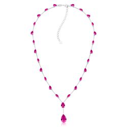 Colar Luxo Gotas Safira Rosa/Pink Prateado - LACARMEN