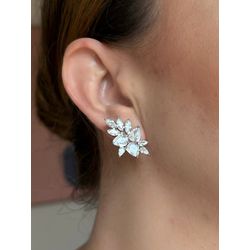 Brinco EarCuff Gotas Zircônia Prateado - LACARMEN