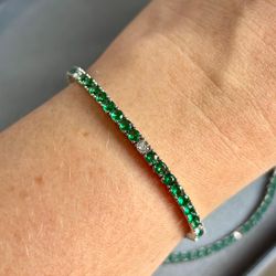Pulseira Riviera 4 Garras Mesclada Verde Esmeralda - LACARMEN