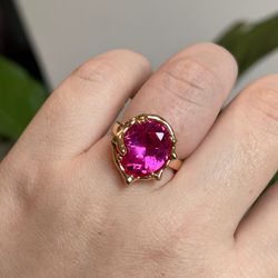 Anel Oval Safira Rosa Dourado - LACARMEN