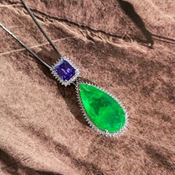 Colar Jade e Ametista Prateado - LACARMEN