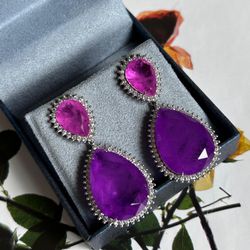 Brinco Duas Gotas Ultra Violeta e Pink Fusion - LACARMEN