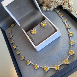 Conjunto Colar e Brinco Coração Fancy Yellow - LACARMEN