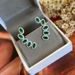 EarCuff Pedras Ovais Verde Esmeralda - LACARMEN
