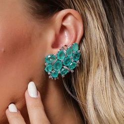Brinco EarCuff Pedras Ovais Turmalina - LACARMEN