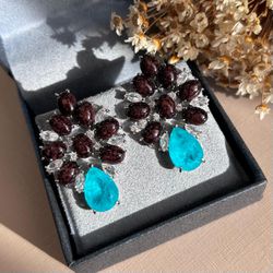 Brinco Morrom com Gota Turmalina Azul - LACARMEN