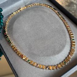 Colar Rivier Color Block Dourados - LACARMEN