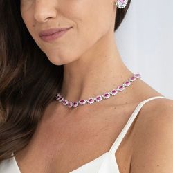 Colar Riviera Princess Safira Rosa - LACARMEN