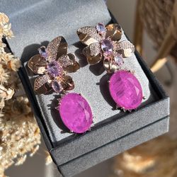 Brinco Flower Fucsia - LACARMEN