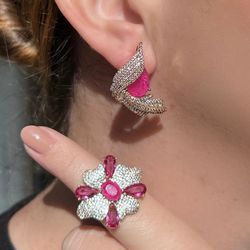 Conjunto Brinco E Anel Petala Pink - LACARMEN