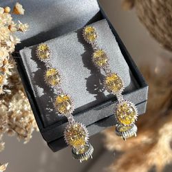 Brinco Luxo Pedras Ovais Fancy Yellow - LACARMEN