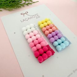 Kit 8 Duplas de Hair Clips com Pompons Mini (Presi... - Laçarote & Co