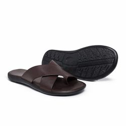 Chinelo Sandália de Couro Masculina Havana Marrom ... - LA CASA DO DROP
