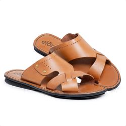 Chinelo Sandália de Couro Masculina Saara Conhaque... - LA CASA DO DROP