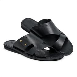 Chinelo Sandália de Couro Masculina Saara Preto – ... - LA CASA DO DROP
