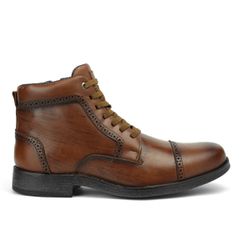 Botina Masculina em Couro Wood Marrom Riscado - Du... - LA CASA DO DROP