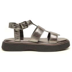 Sandália Flatform Feminina em Couro Iris Inox - Es... - LA CASA DO DROP