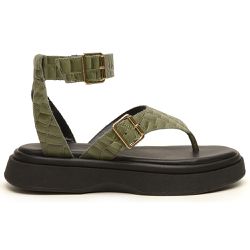Sandália Flatform Feminina em Couro Alicia Sálvia ... - LA CASA DO DROP