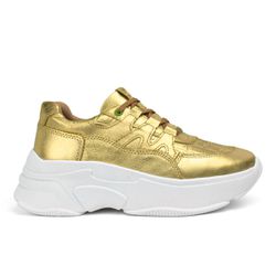 Tênis Feminino em Couro Clara Ouro Light - Elegânc... - LA CASA DO DROP