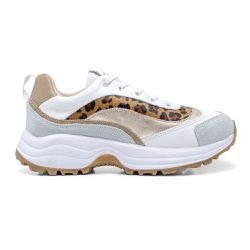 Tênis Sneaker Feminino em Couro Leticia Branco Onç... - LA CASA DO DROP