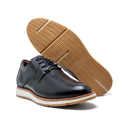 Sapato Casual Oxford Couro Masculino Preto - REF15 - LA CASA DO DROP