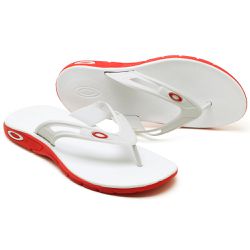 Chinela Oakley Rest Branco e Vermelho - OAK600 - LA CASA DO DROP