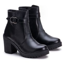 Bota Salto Com Detalhe Em Fivela Preta - OT58 - LA CASA DO DROP