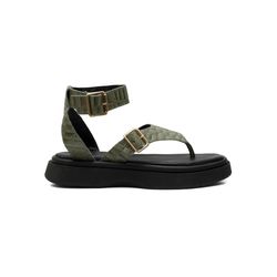 Sandália Flatform Couro Feminina Alicia Salvia - R... - LA CASA DO DROP