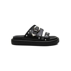 Sandalia Papete Flatform Feminina em Couro Emy Pre... - LA CASA DO DROP