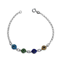 Pulseira com Olho Grego Colorido em Prata 925 - PU... - LA GYPSY