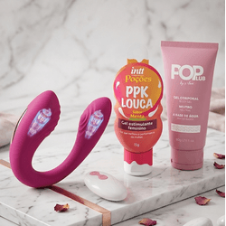 Kit Vibrador casal com controle, lubrificante Pop ... - L'amour Boutique Erótica