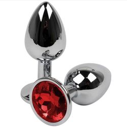 Plug anal de luxo em metal Rosa e vermelho, com fo... - L'amour Boutique Erótica