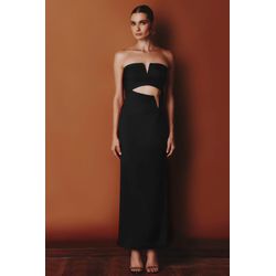 VESTIDO GAIA ALFAIATARIA PRETO - ve020507pto - LAMUREOU