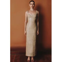 VESTIDO SIENNA COURO PU BEGE - ve020505beg - LAMUREOU