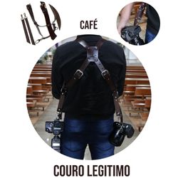 Alça dupla para fotógrafo em Couro - Alça de fotógrafo Café... - LARGADÃO - COM VOCÊ, ONDE FOR!