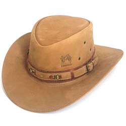 Chapéu de couro modelo Australiano caçador pescador - chaope... - LARGADÃO - COM VOCÊ, ONDE FOR!
