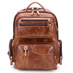 Mochila em Couro Original Racer Fossel Whisky.