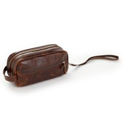 Necessaire de mão dupla em couro legitimo original com alça ... - LARGADÃO - COM VOCÊ, ONDE FOR!